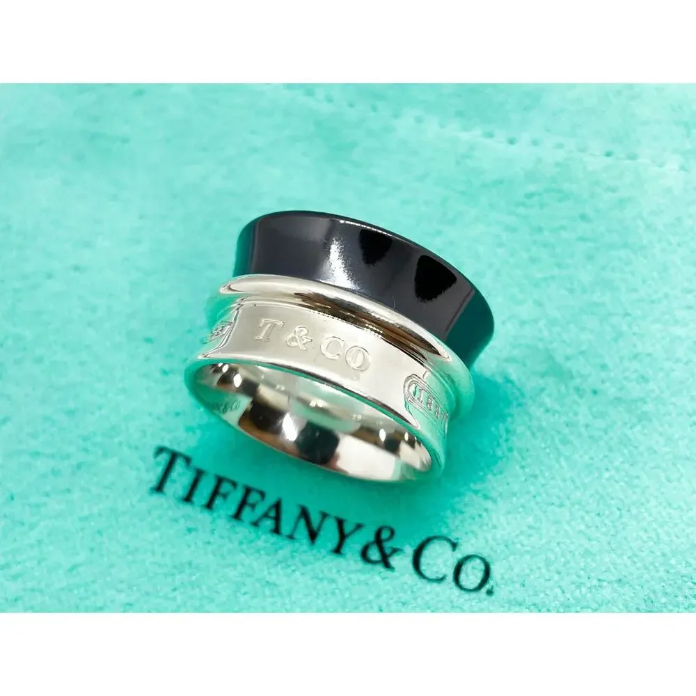Tiffany & Co. 1837 Titanium Silver Belt Concave Wide Ring Size 4.75